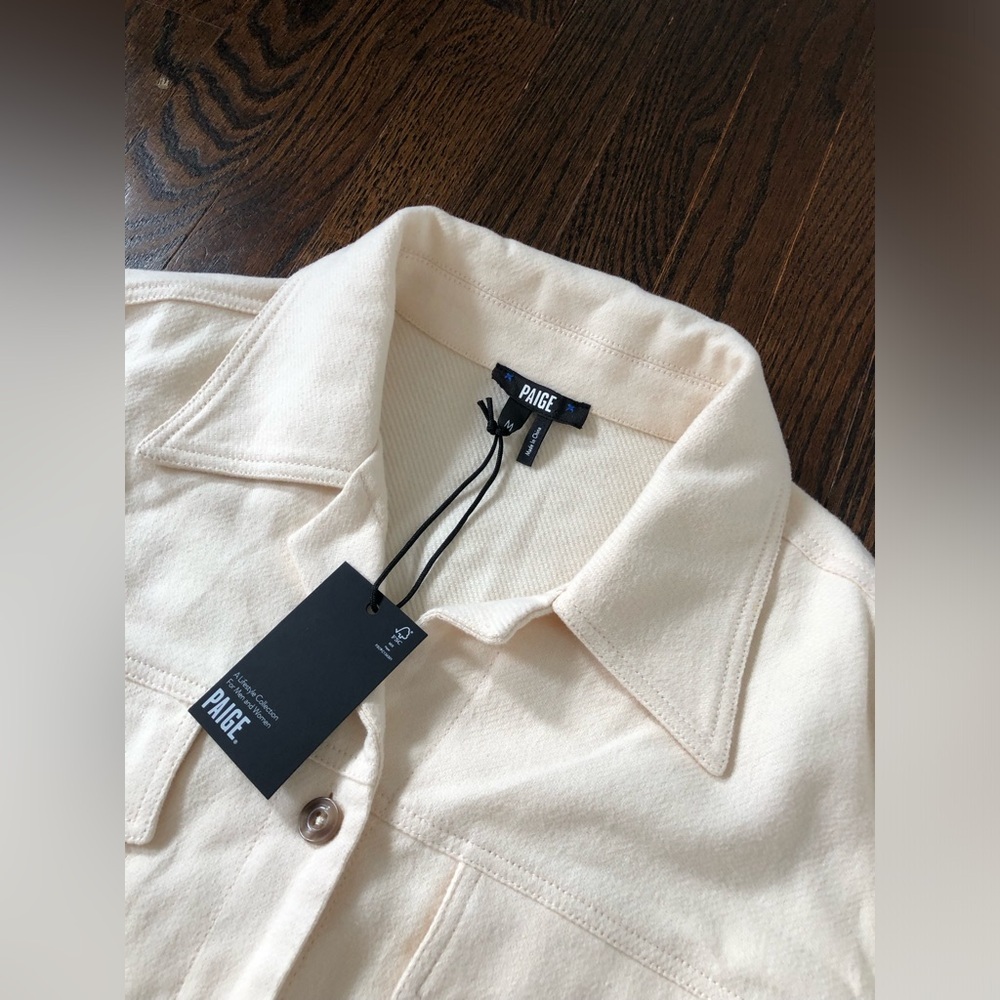 *NWT* PAIGE Women’s M Jansyn Shacket Oversized Jacket w/Belt in Ecru Twill - Picture 5 of 12
